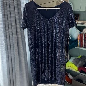 Lulu's Navy Sequin Mini Dress